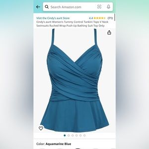 Cindy Aunt teal tankini top bathing suit size 12 to 14 extra large